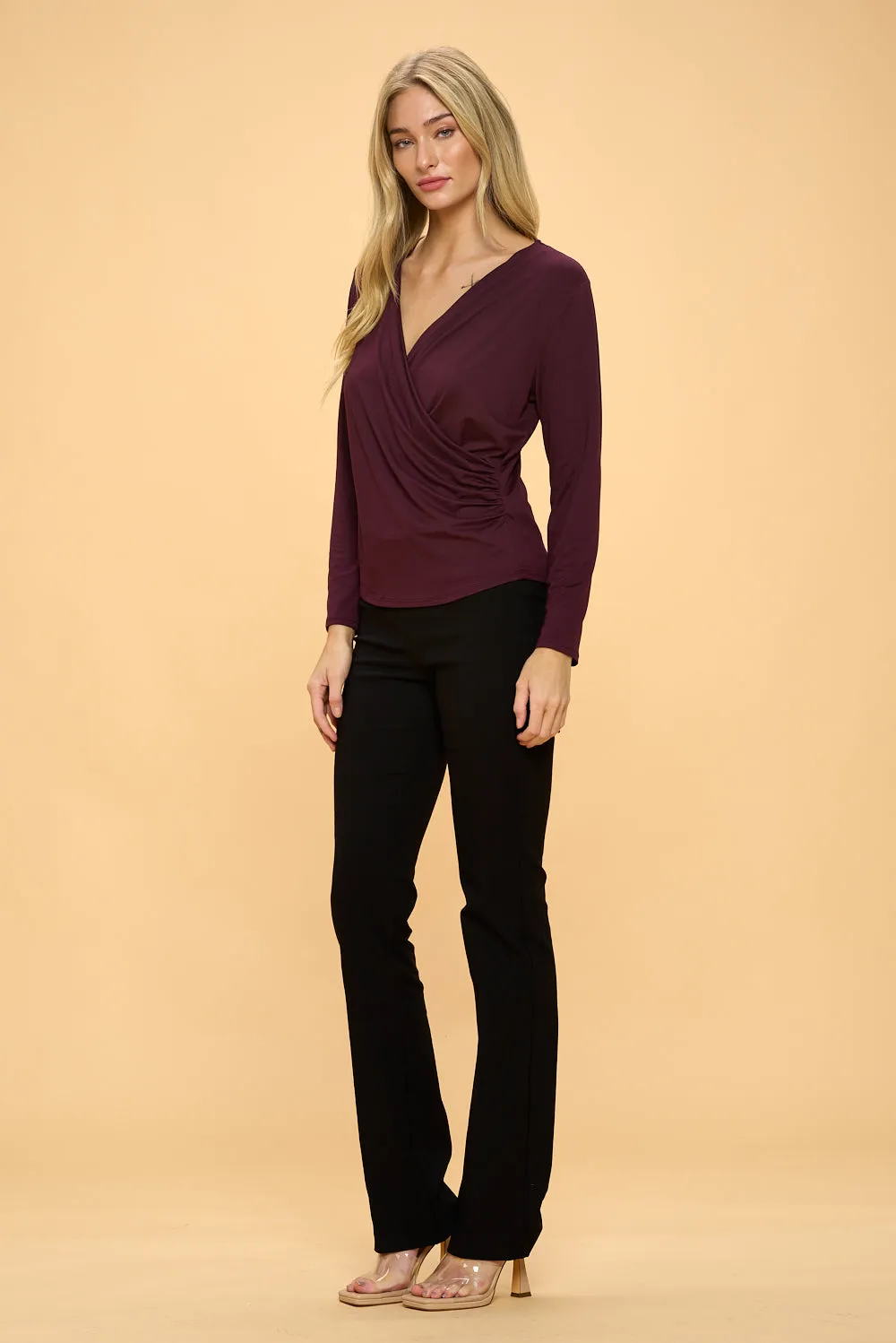 RUCHED WRAP FASHION TOP