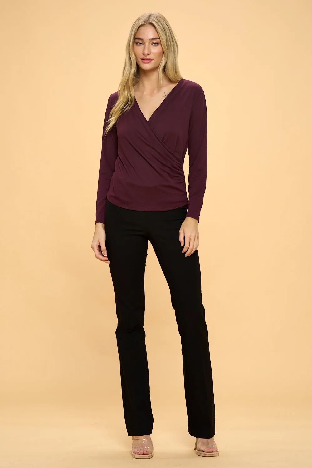 RUCHED WRAP FASHION TOP