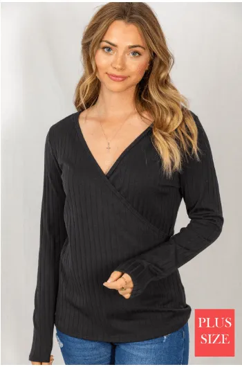 SALE- Sami Surplice Front Solid Top (3 colors)