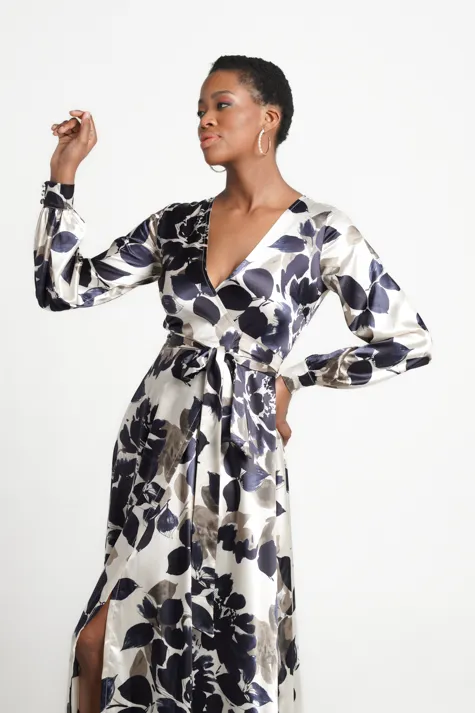 Satin Wrap Dress