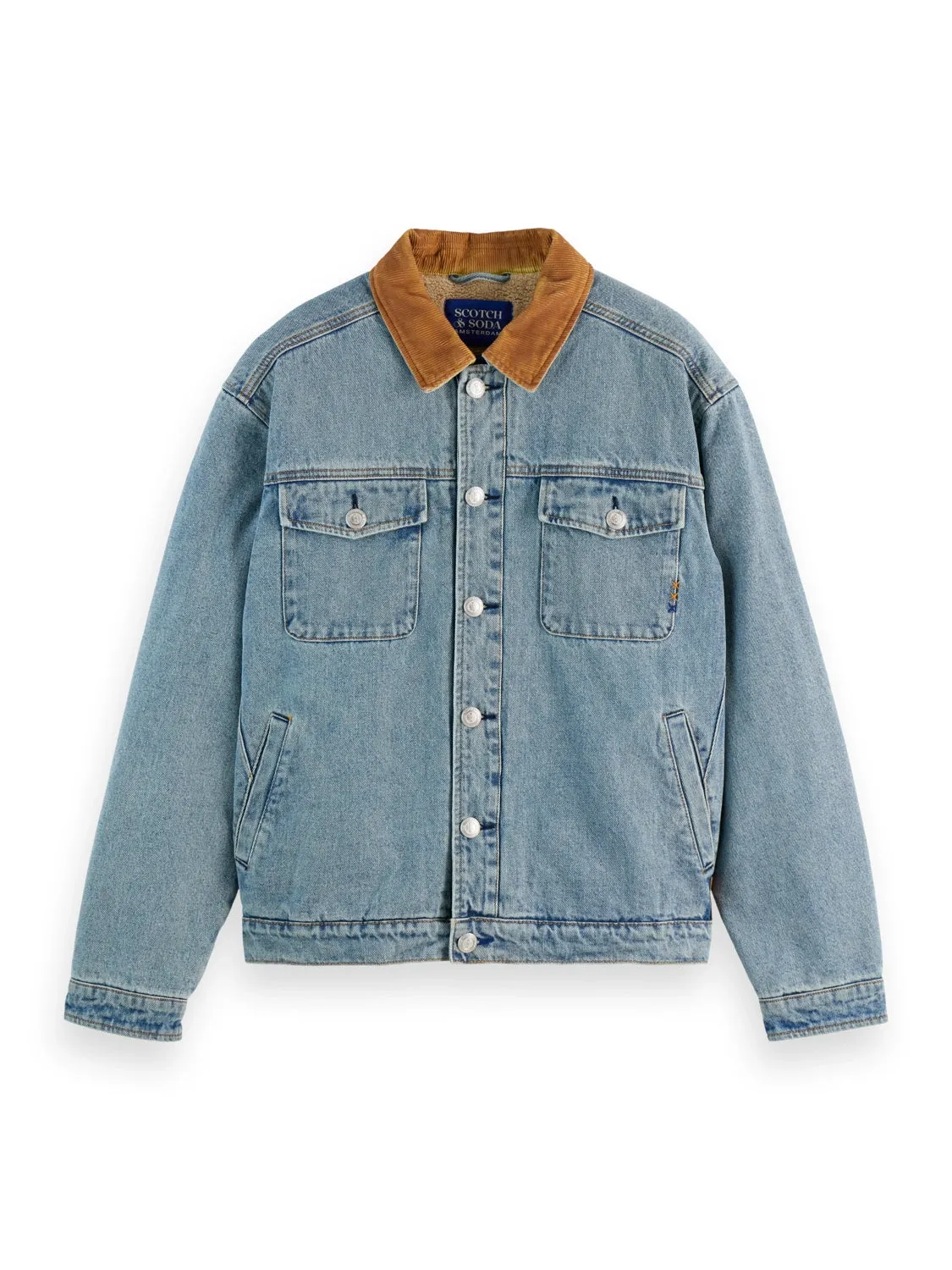 SCOTCH & SODA CORD COLLAR TEDDY LINED DENIM TRUCKER JACKET 178621