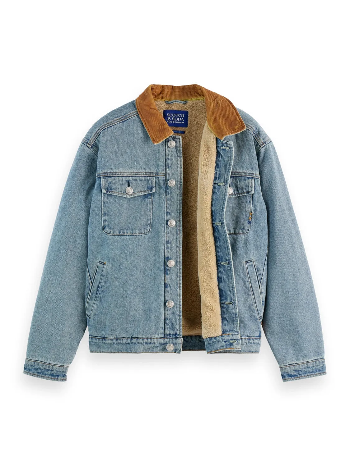 SCOTCH & SODA CORD COLLAR TEDDY LINED DENIM TRUCKER JACKET 178621