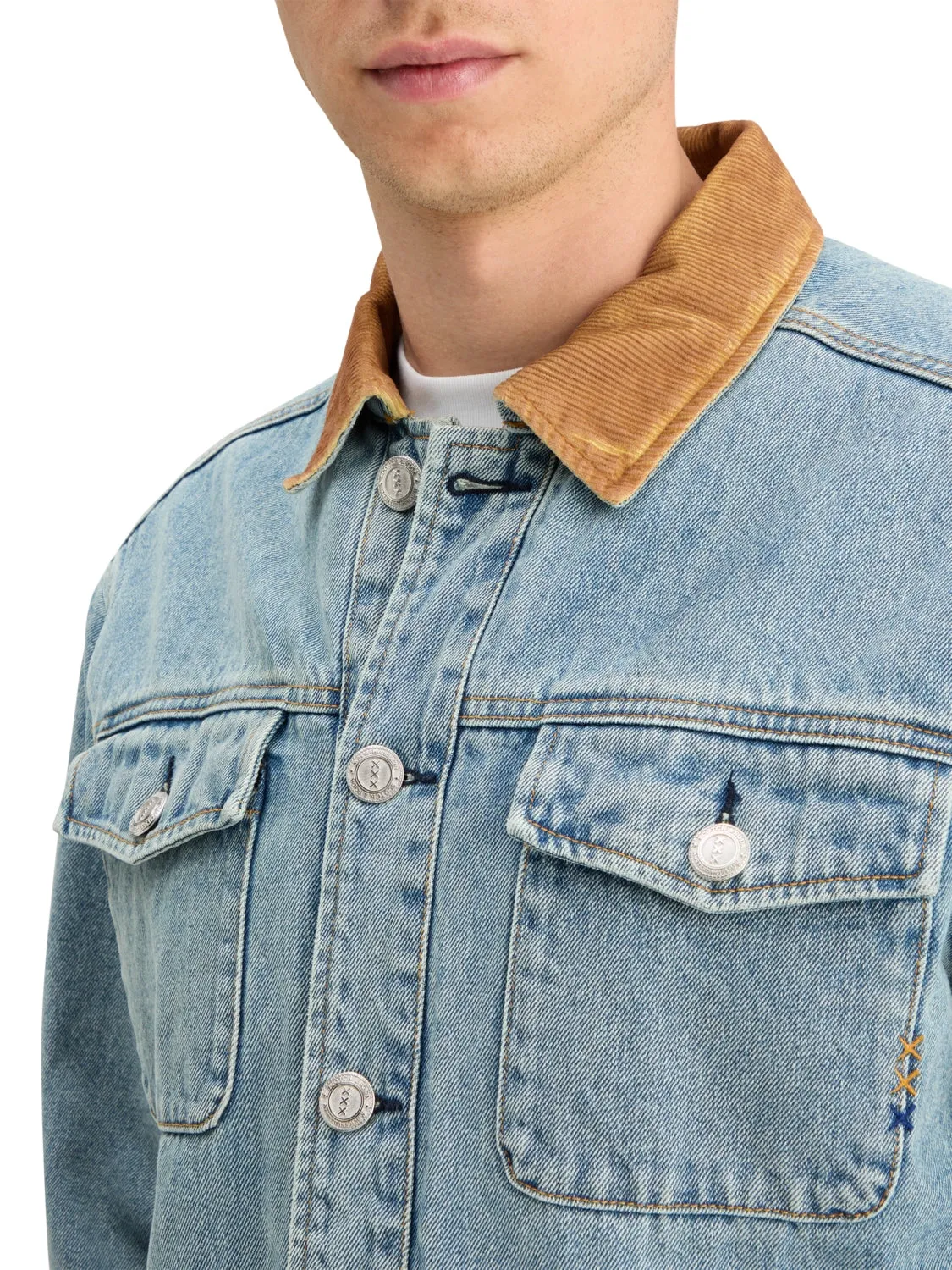 SCOTCH & SODA CORD COLLAR TEDDY LINED DENIM TRUCKER JACKET 178621