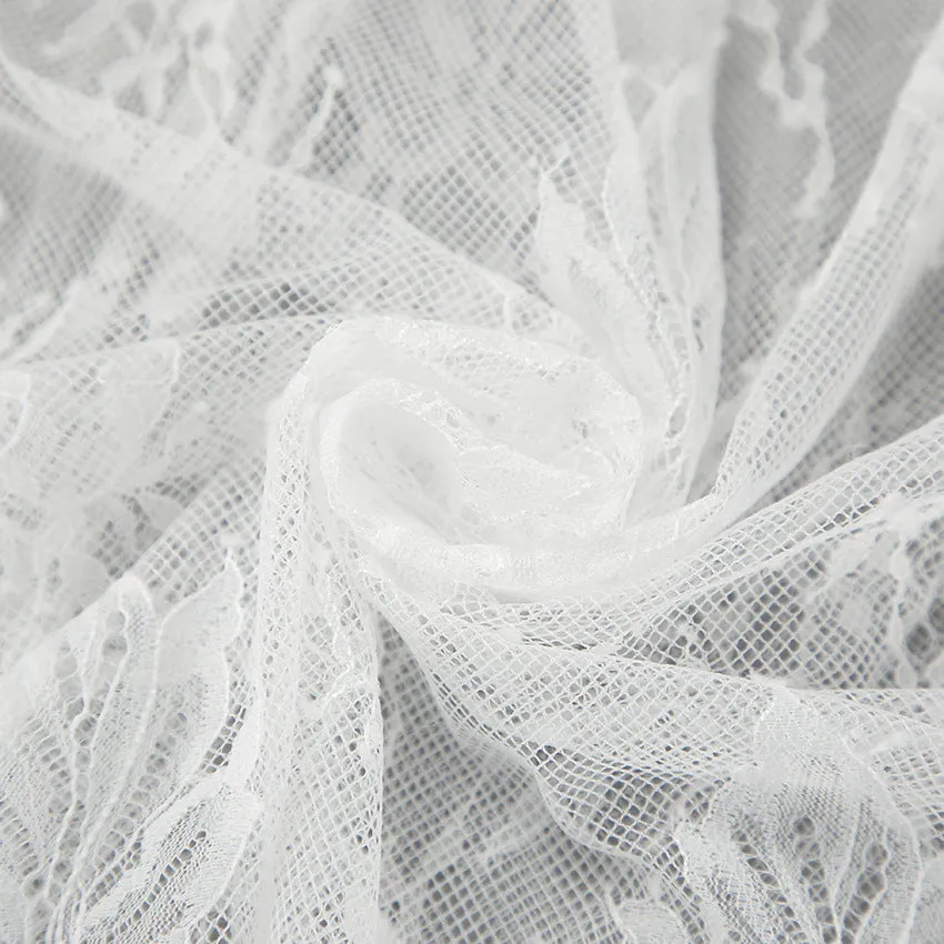 Sexy Brocade Lace See through White Jacquard Skirt