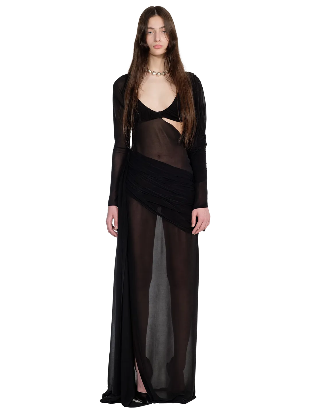 Sheer Wrap Bodycon Dress