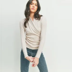 Shell VNeck Surplice Long-Sleeve Top