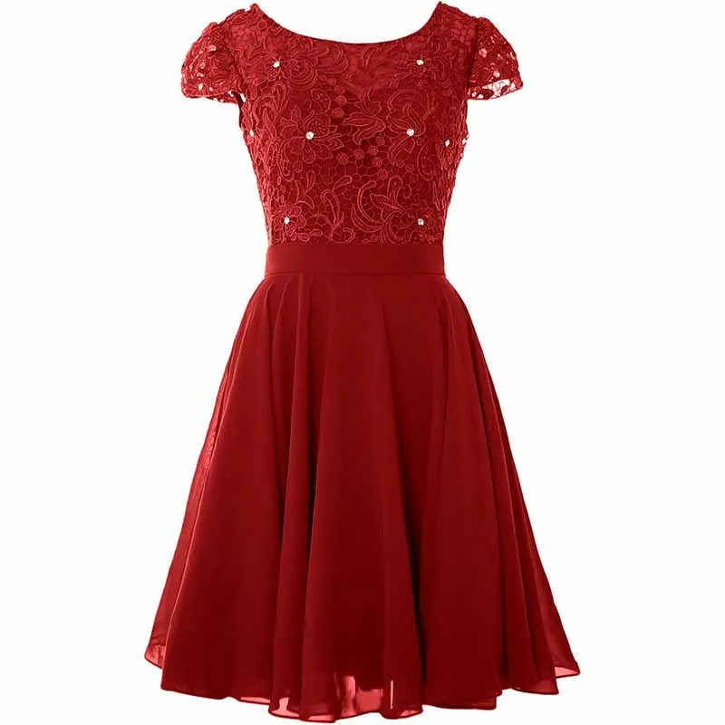 Short Lace Homecoming Dress Short Party Gown Cap Sleeve Middle Length Mother of The Bride Dress