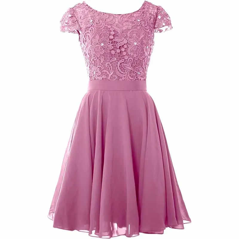 Short Lace Homecoming Dress Short Party Gown Cap Sleeve Middle Length Mother of The Bride Dress