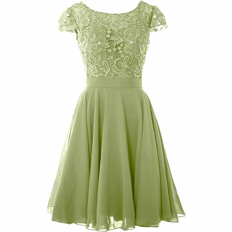 Short Lace Homecoming Dress Short Party Gown Cap Sleeve Middle Length Mother of The Bride Dress