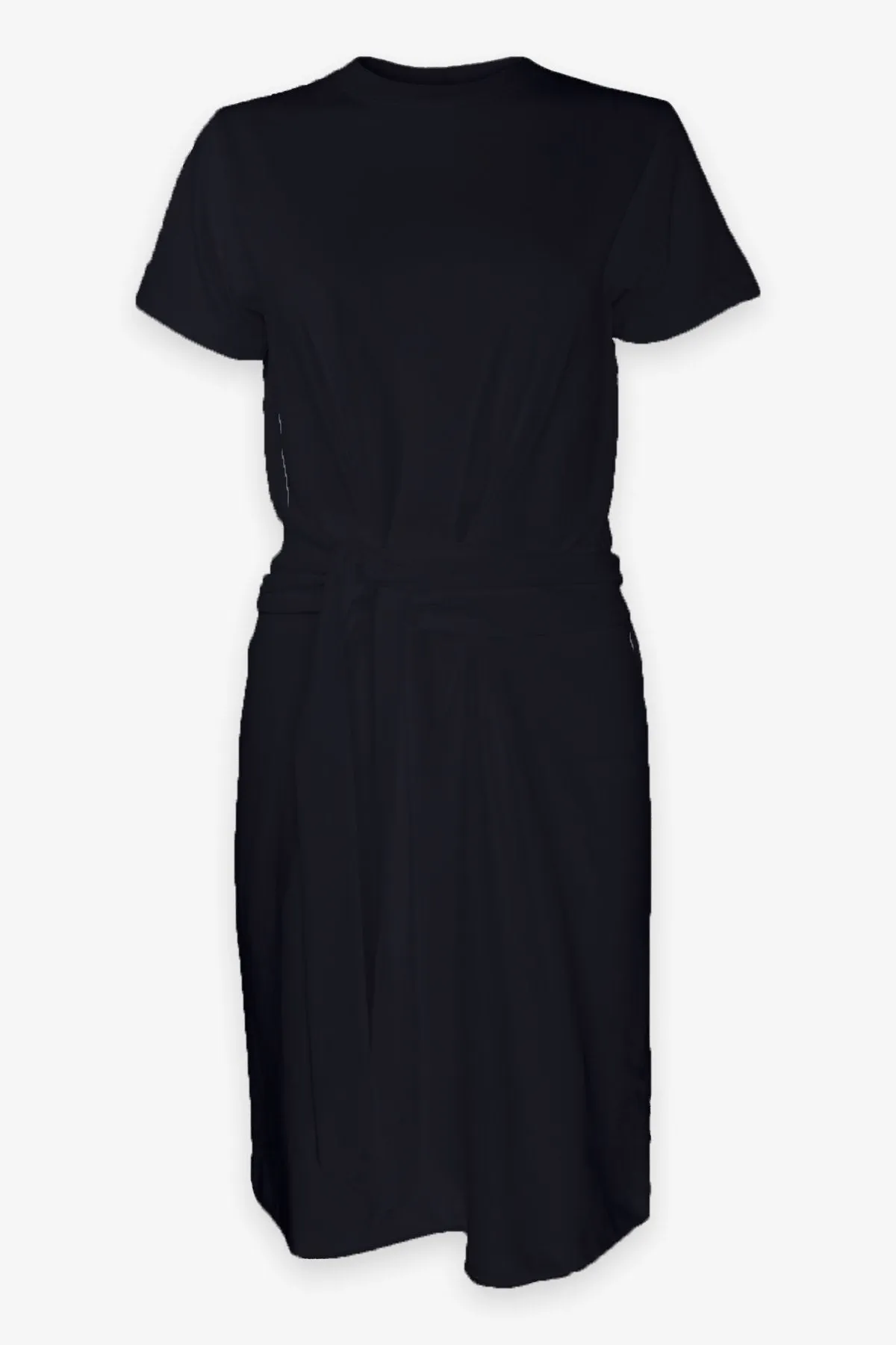 Short Sleeve Waist Tie Dress in Coastal Blue