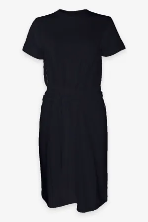 Short Sleeve Waist Tie Dress in Coastal Blue