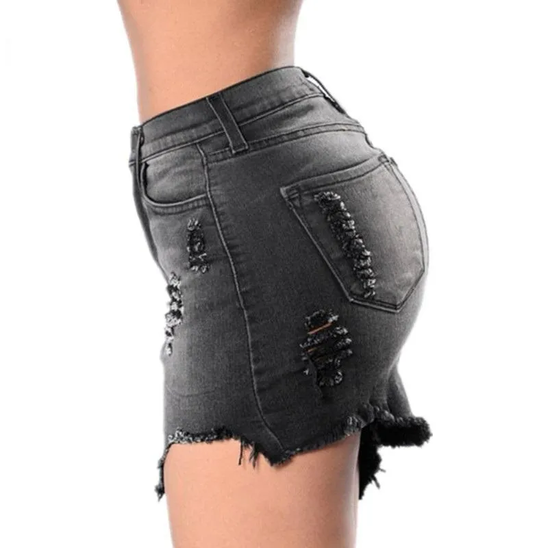 Shredded Denim Mini Skirt
