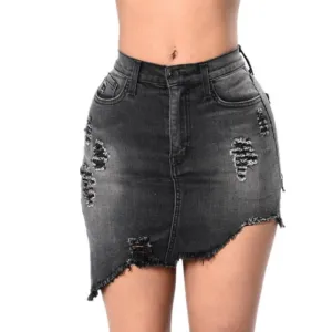 Shredded Denim Mini Skirt