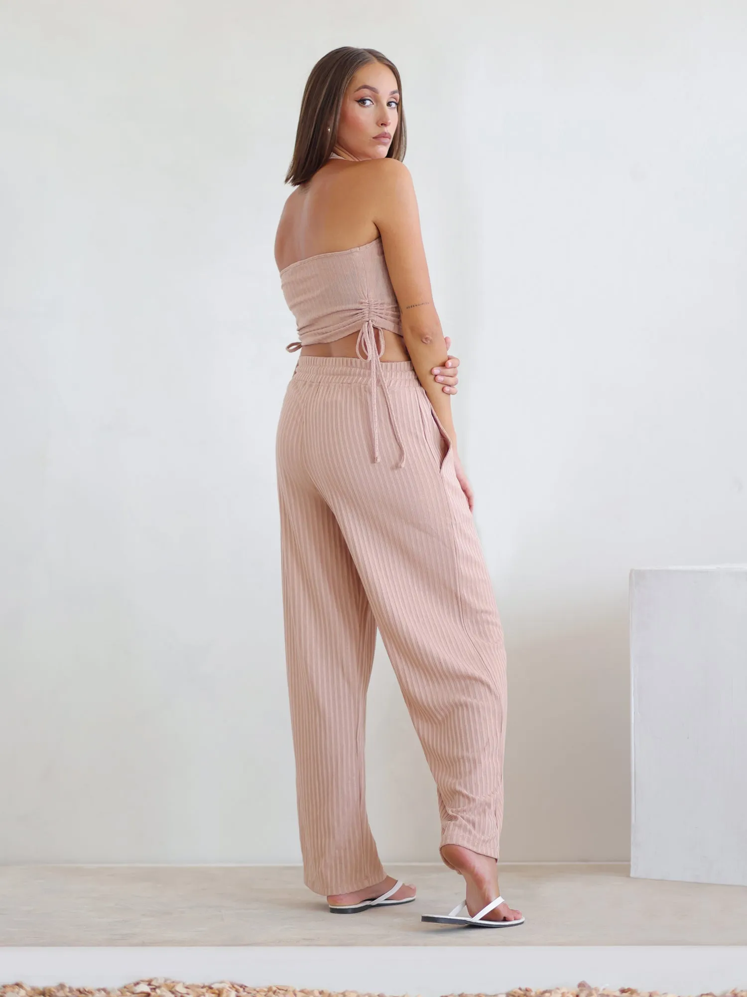 Side Ruched Ribbed Top