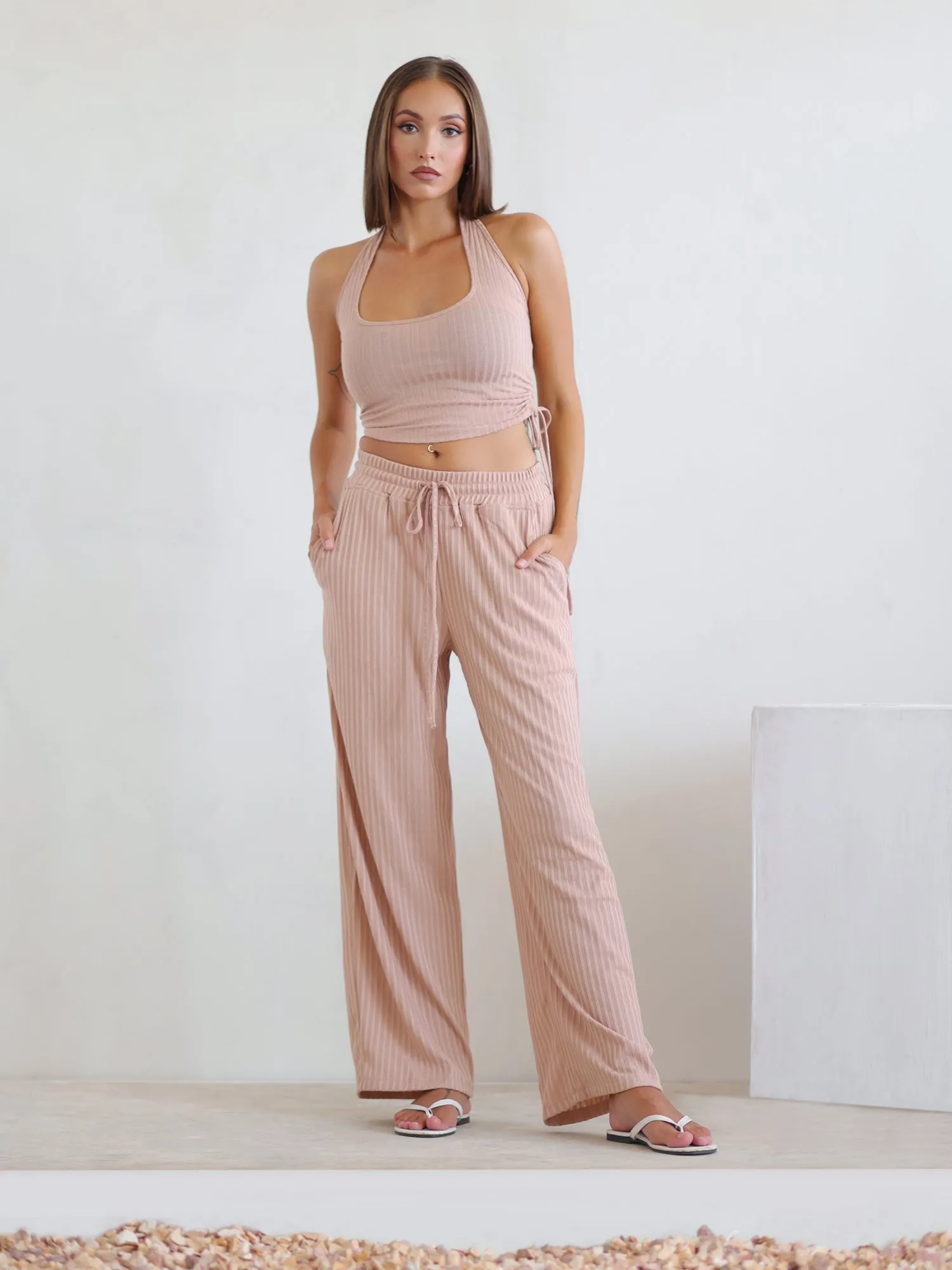 Side Ruched Ribbed Top