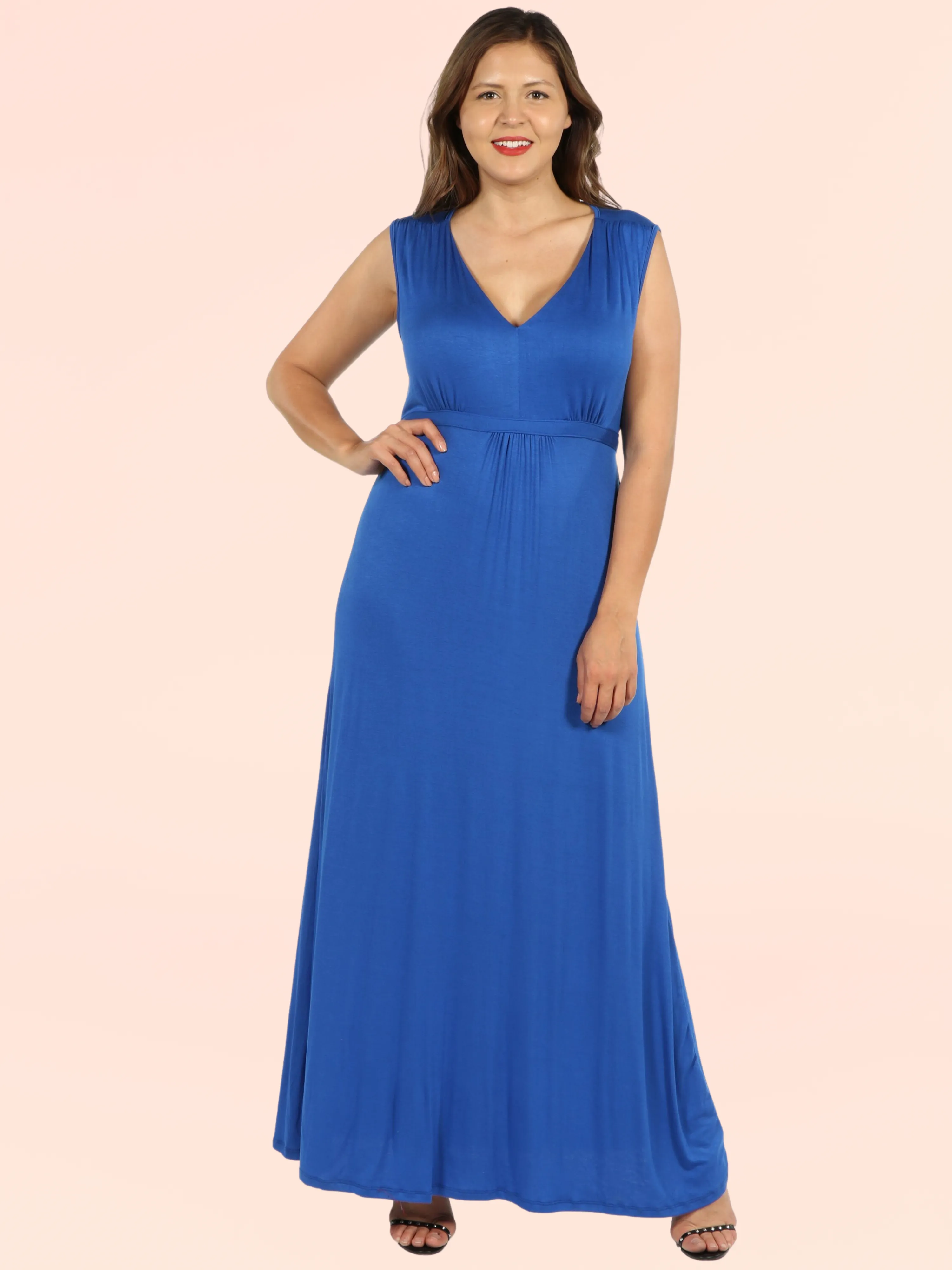 Sleeveless Empire Waist Plus Size Maxi Dress