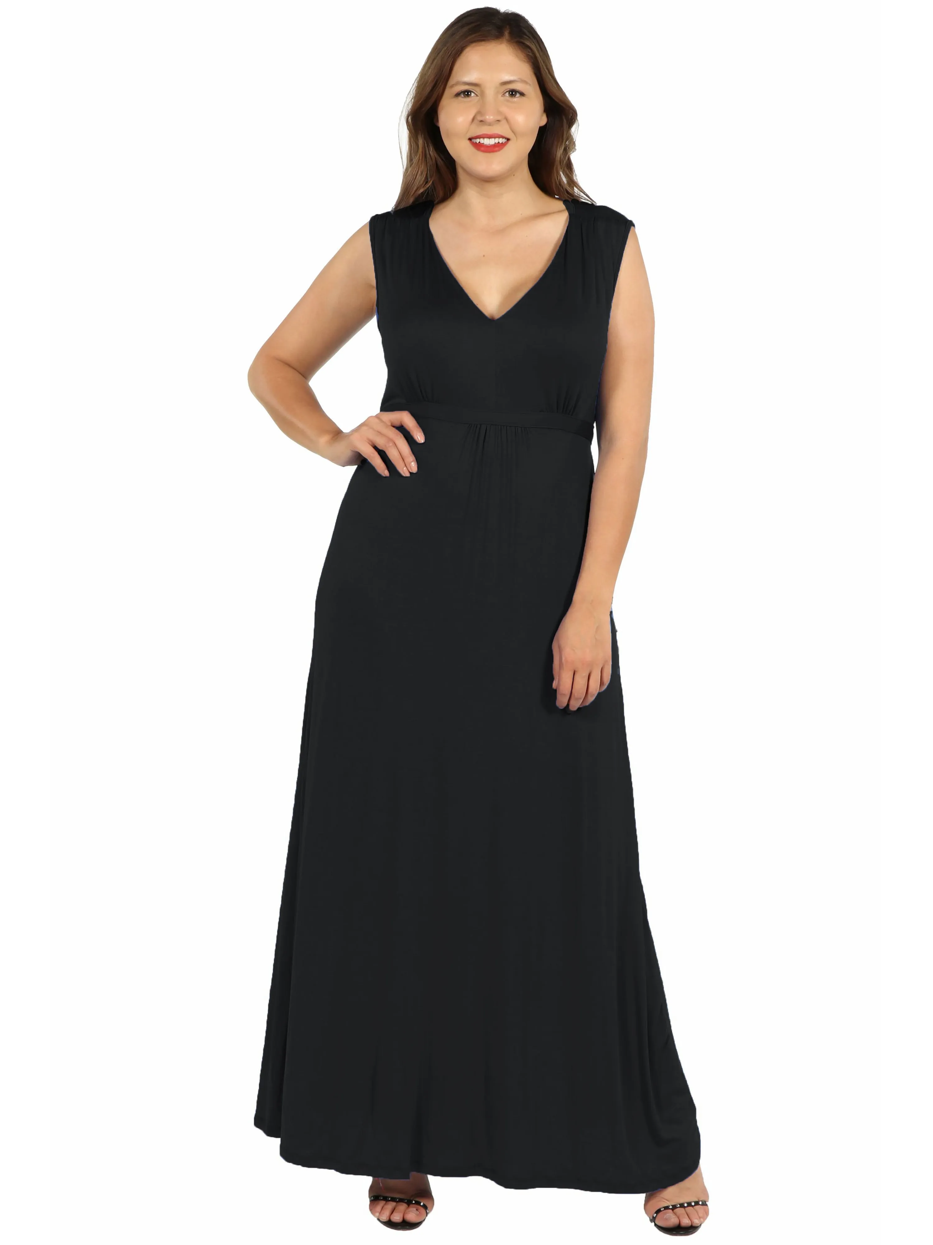 Sleeveless Empire Waist Plus Size Maxi Dress