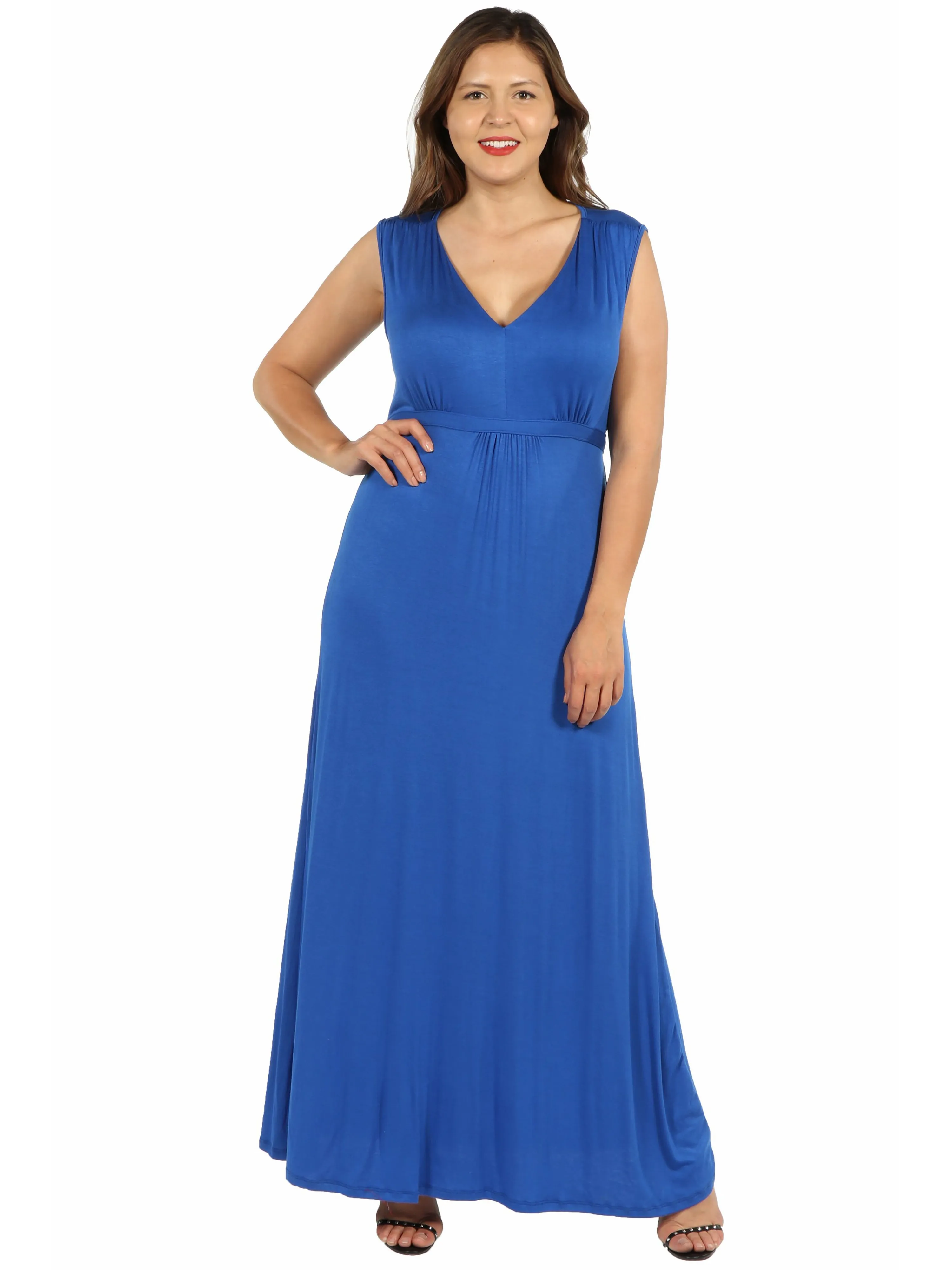 Sleeveless Empire Waist Plus Size Maxi Dress