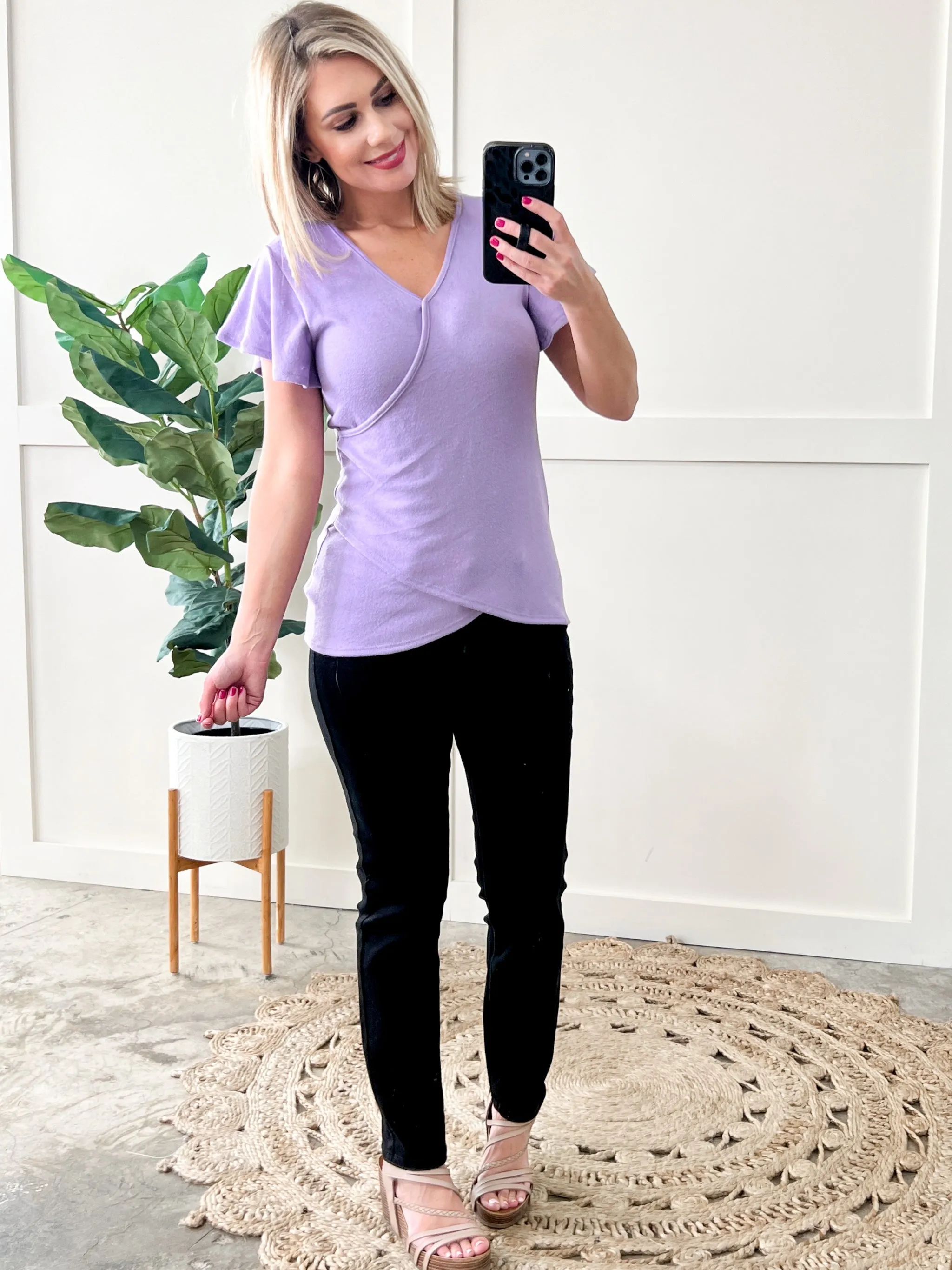 Soft Surplice Front Top In Enchanted Lilac