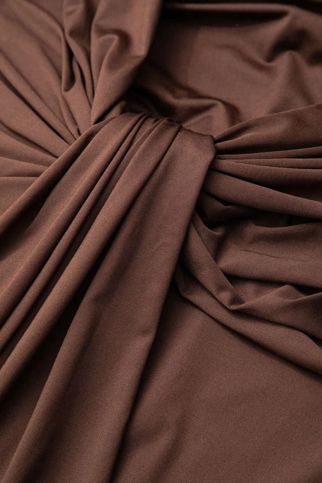 Solid Color Wrap Ruched High Neck Long Sleeve Maxi Dress