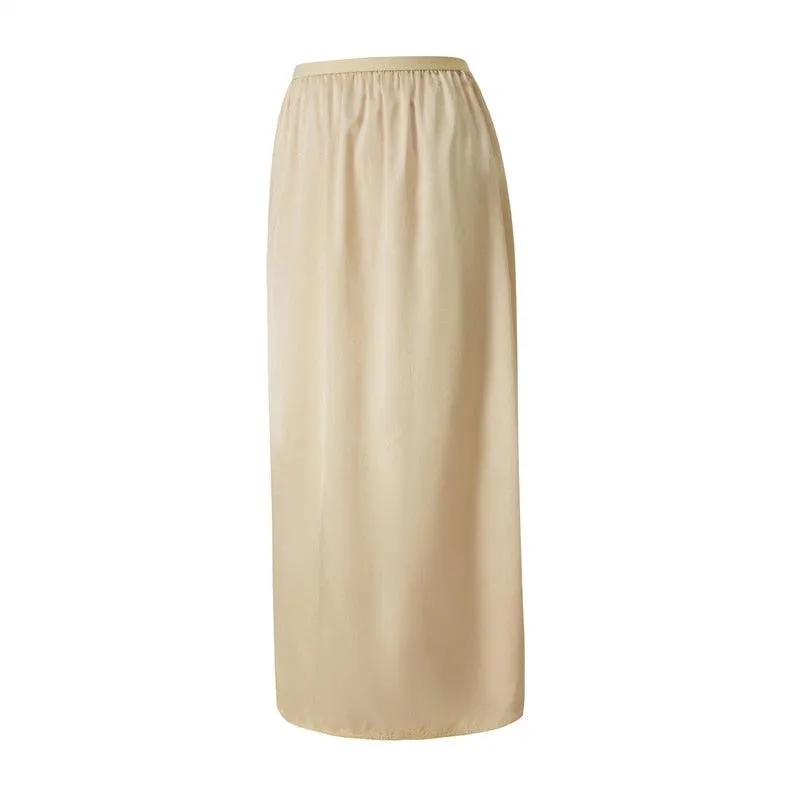Solid Satin Silk Skirt High Waisted Long Skirt