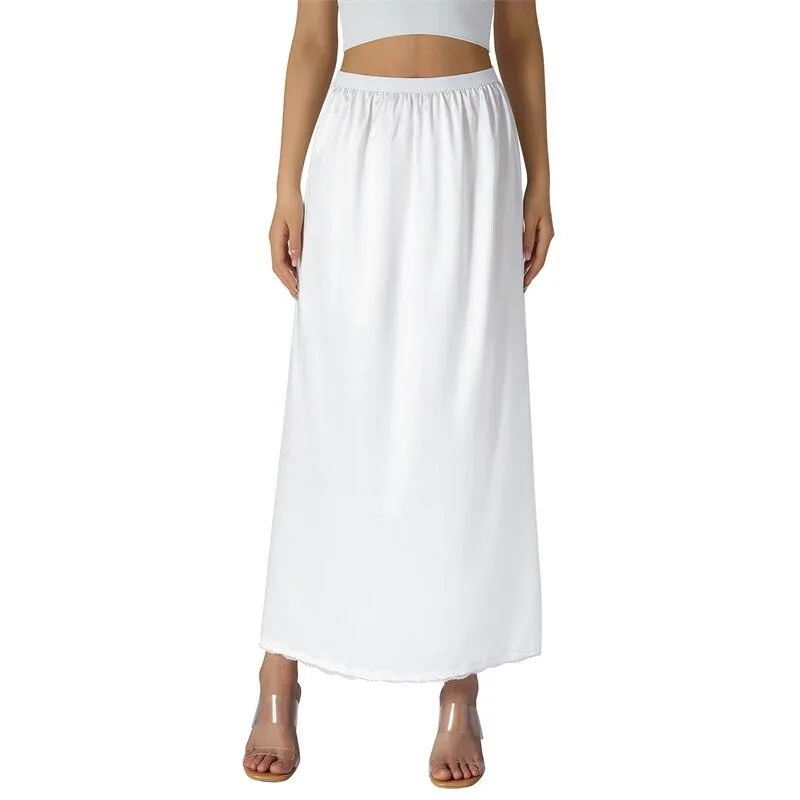 Solid Satin Silk Skirt High Waisted Long Skirt