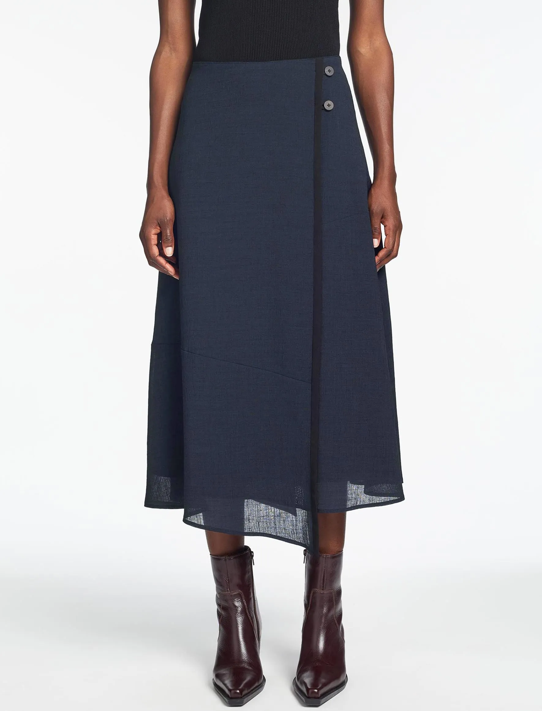 Sonia Techni Voile Maxi Skirt - Navy