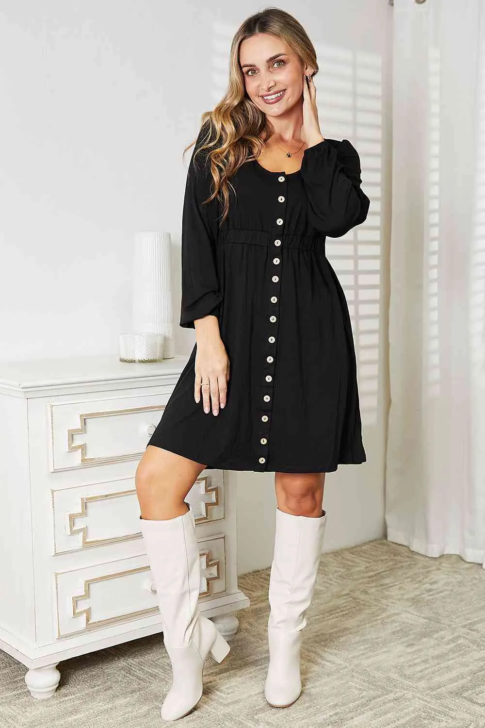 Sophia Scoop Neck Empire Waist Long Sleeve Magic Dress