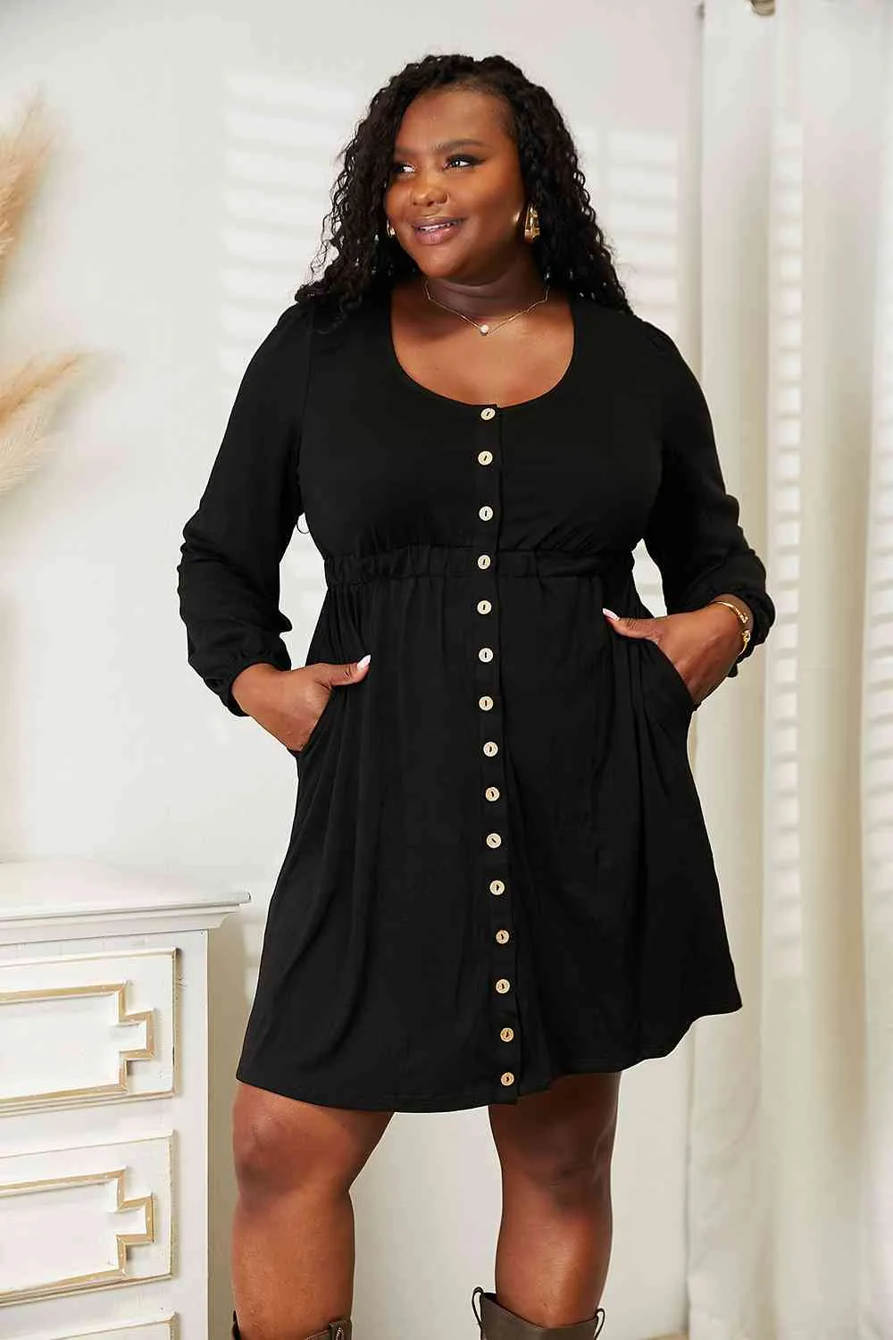 Sophia Scoop Neck Empire Waist Long Sleeve Magic Dress