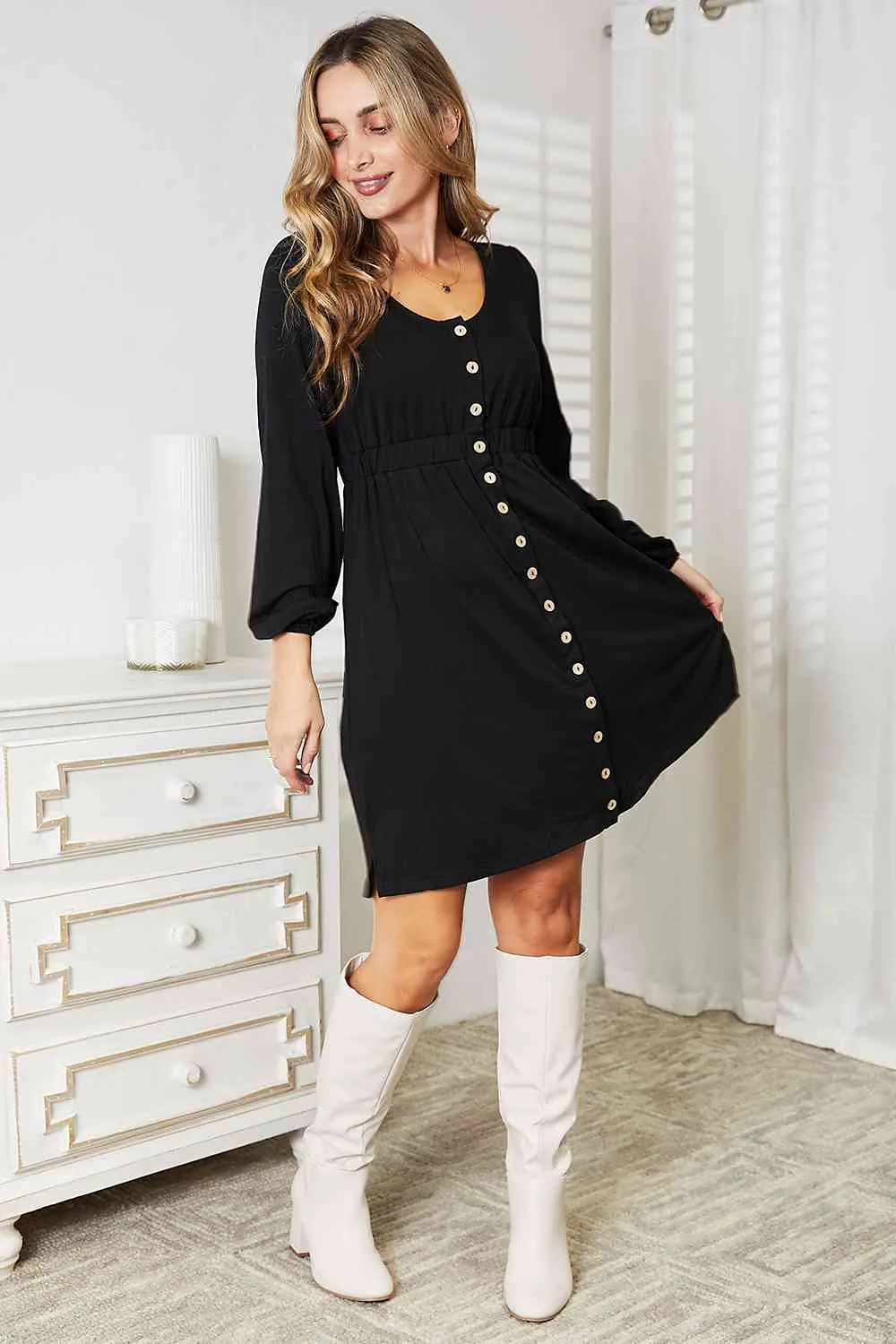 Sophia Scoop Neck Empire Waist Long Sleeve Magic Dress