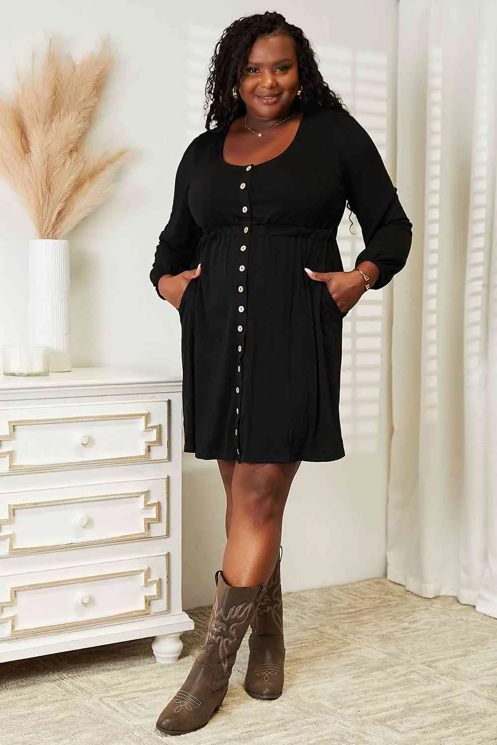 Sophia Scoop Neck Empire Waist Long Sleeve Magic Dress