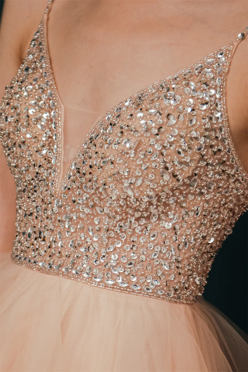 Sparkle Mint Green SPAGHETTI STRAP Beaded Homecoming Dress