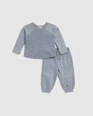 Splendid Infant Boy Stripe Raglan Set Dusk