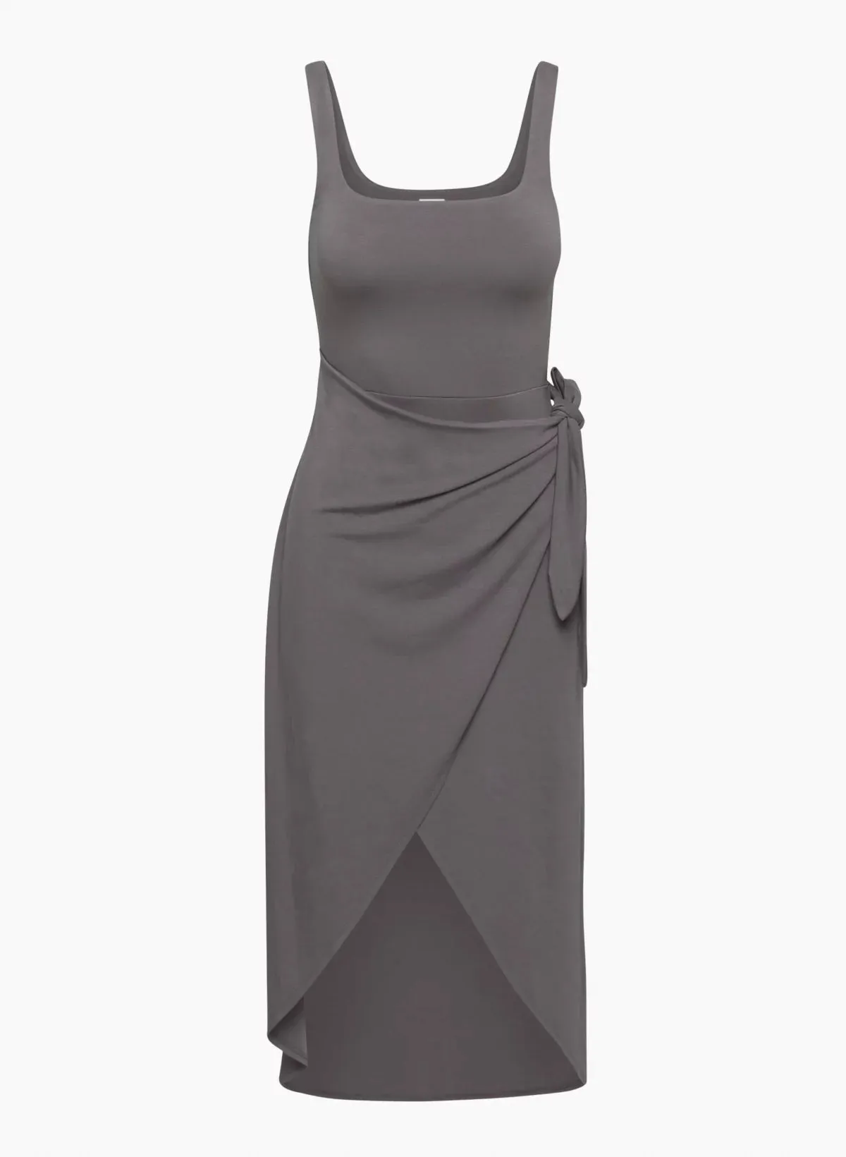 Squareneck Wrap Midi Dress