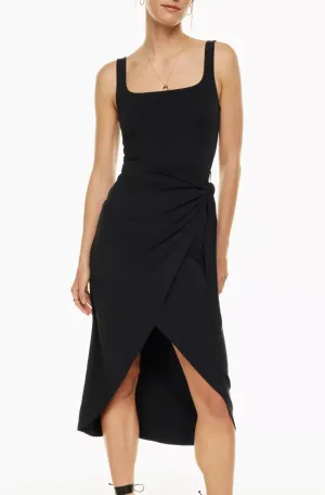 Squareneck Wrap Midi Dress