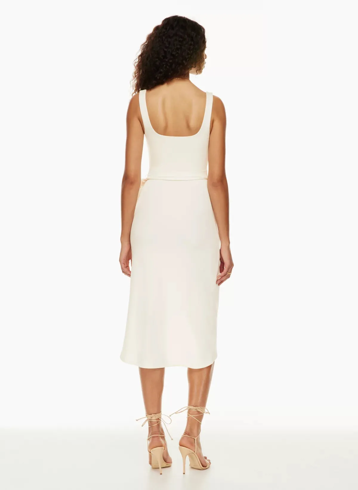 Squareneck Wrap Midi Dress