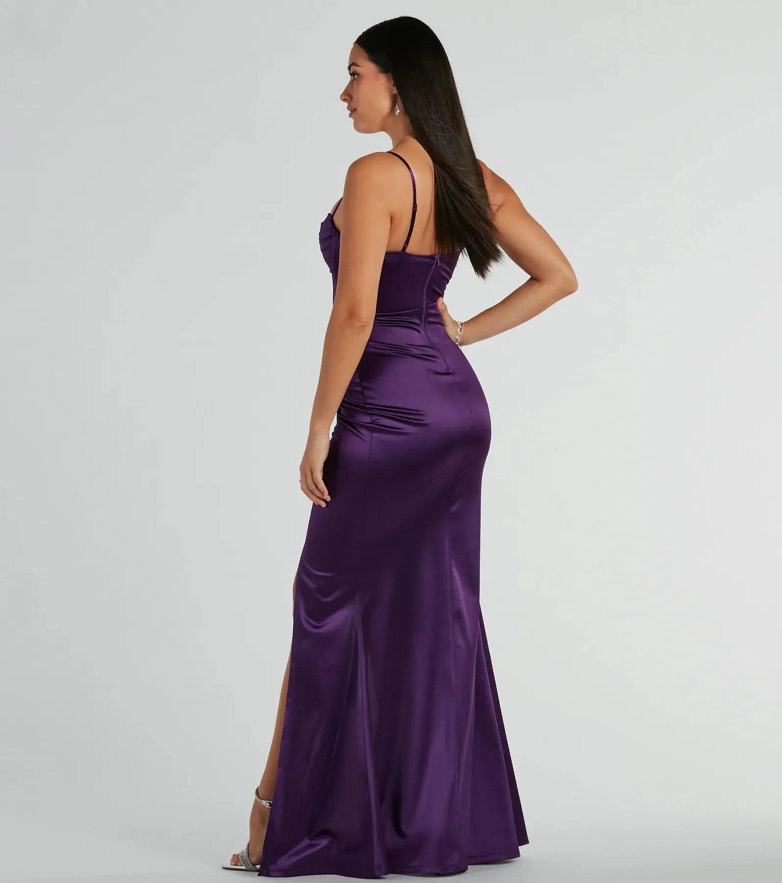 Stacie Satin Corset Wrap Formal Dress