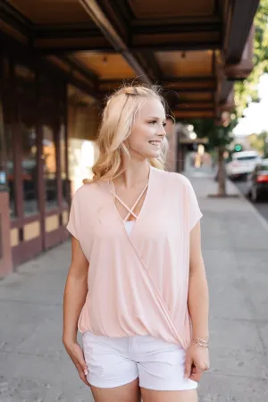 Stay Fancy Surplice Top In Blush