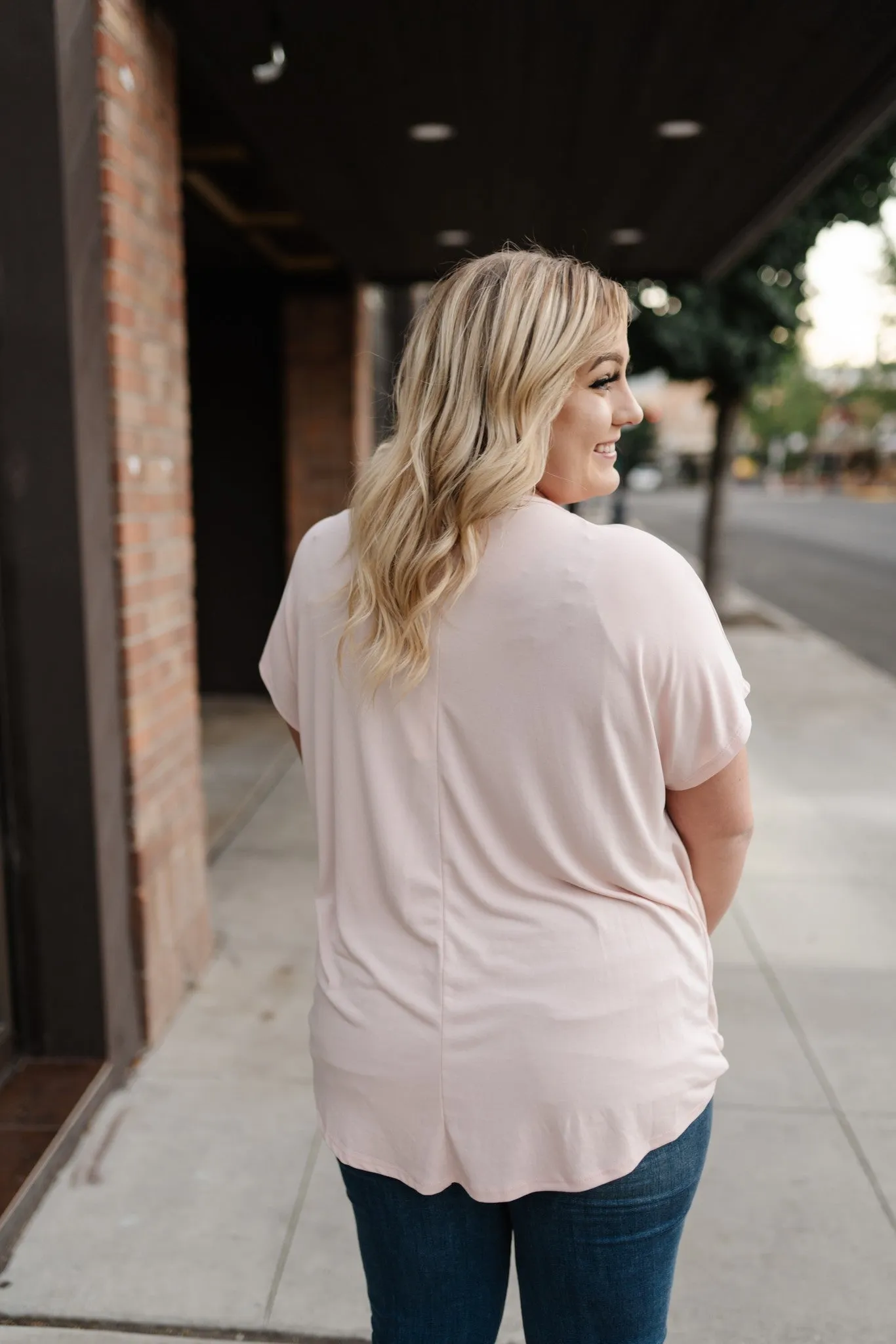 Stay Fancy Surplice Top In Blush