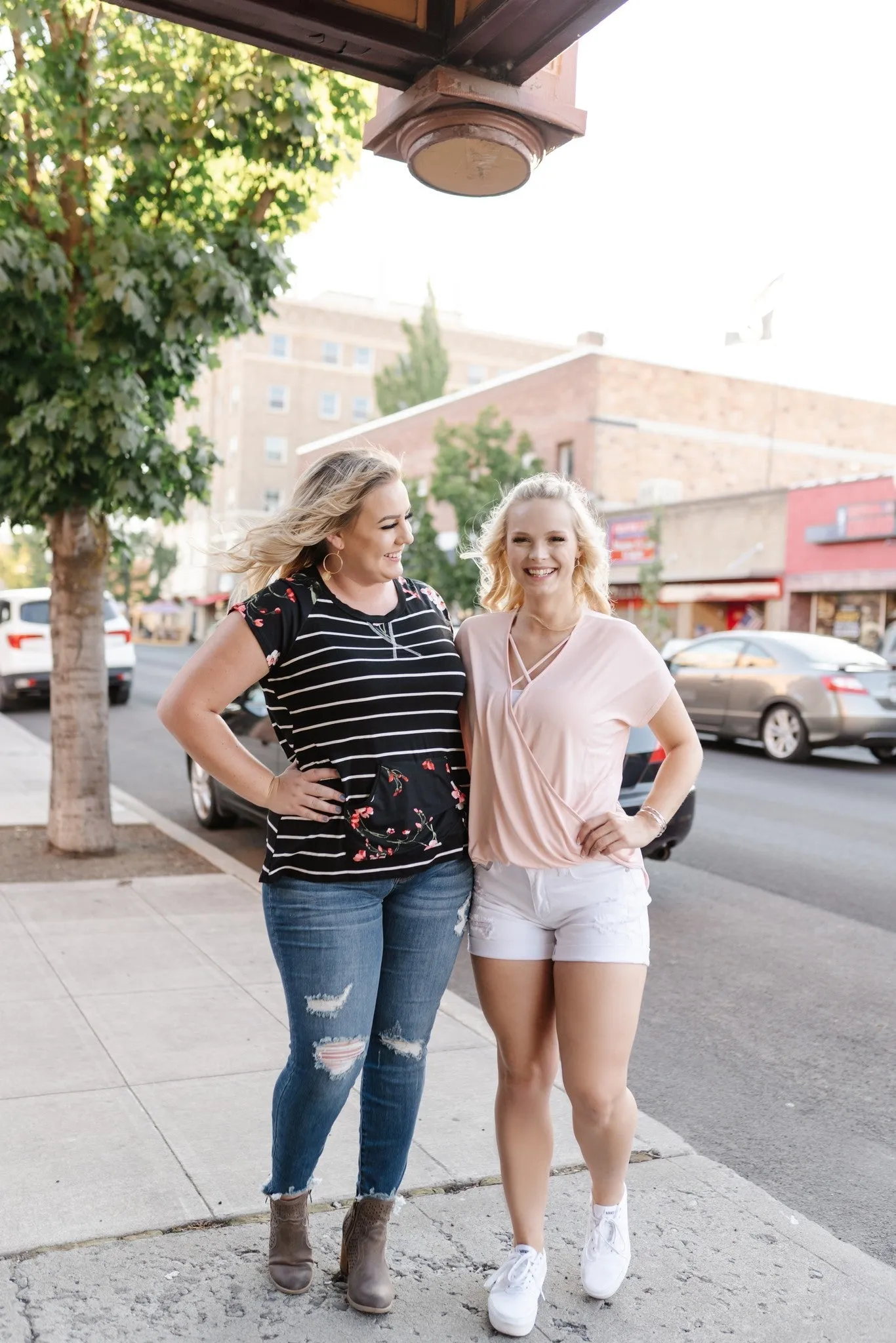 Stay Fancy Surplice Top In Blush