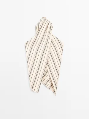 Striped crossover neckline top