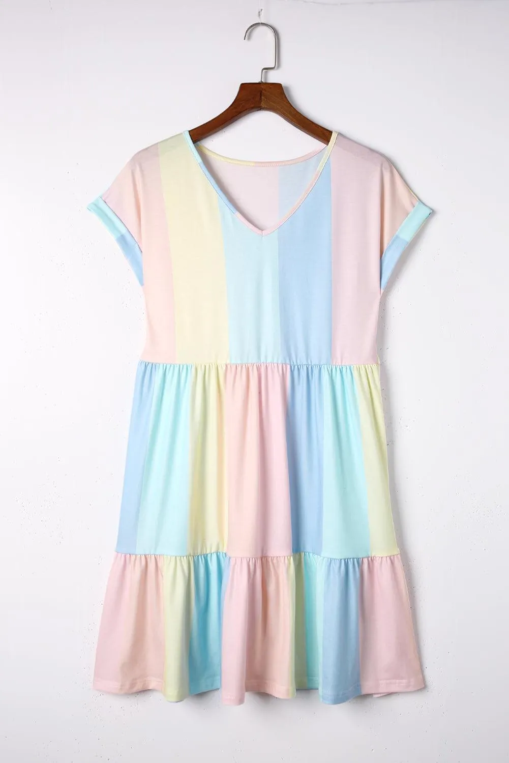 Striped Tiered Dress Short Length