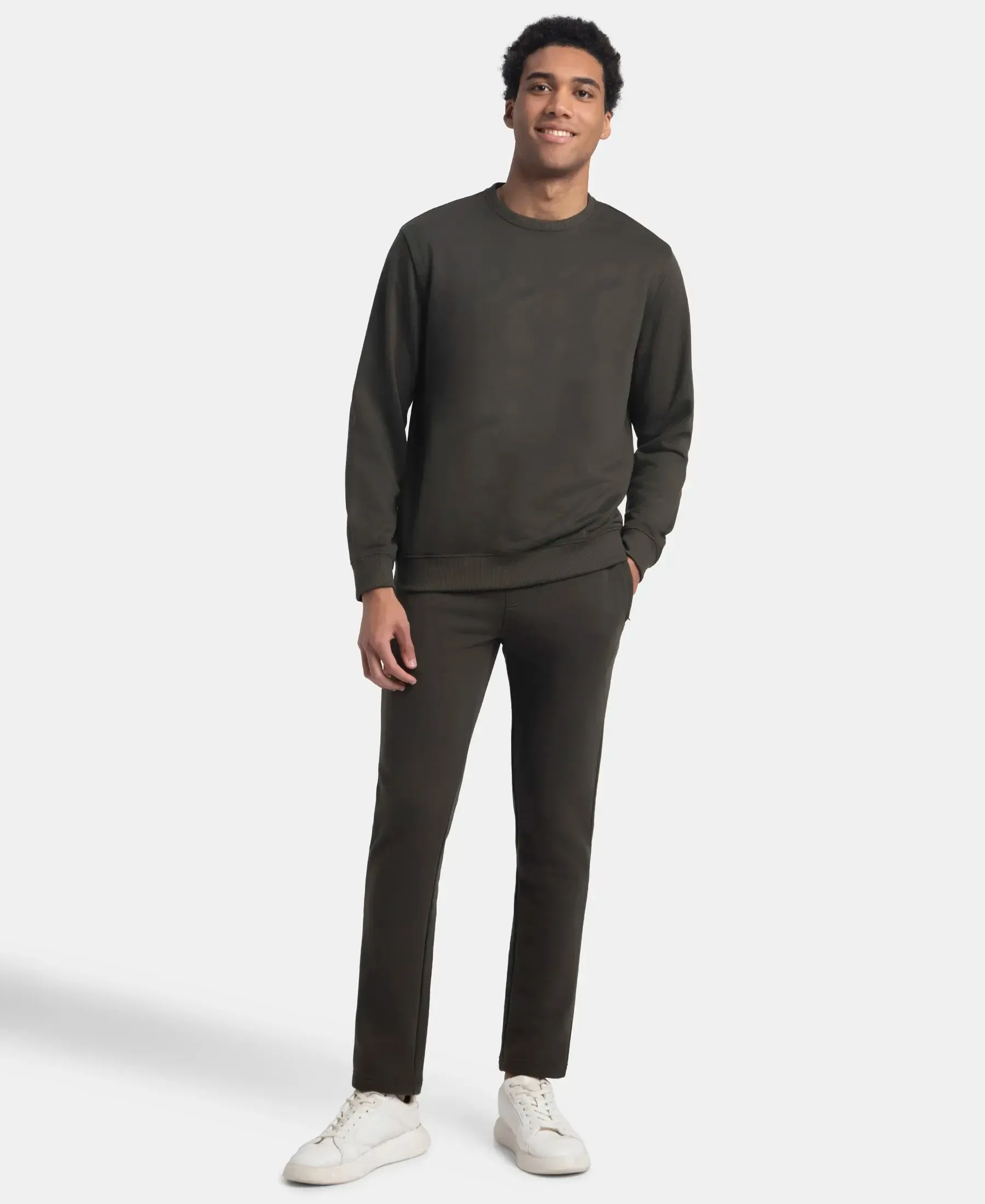 Super Combed Cotton Rich Fleece Trackpants with StayWarm Technology - Olive