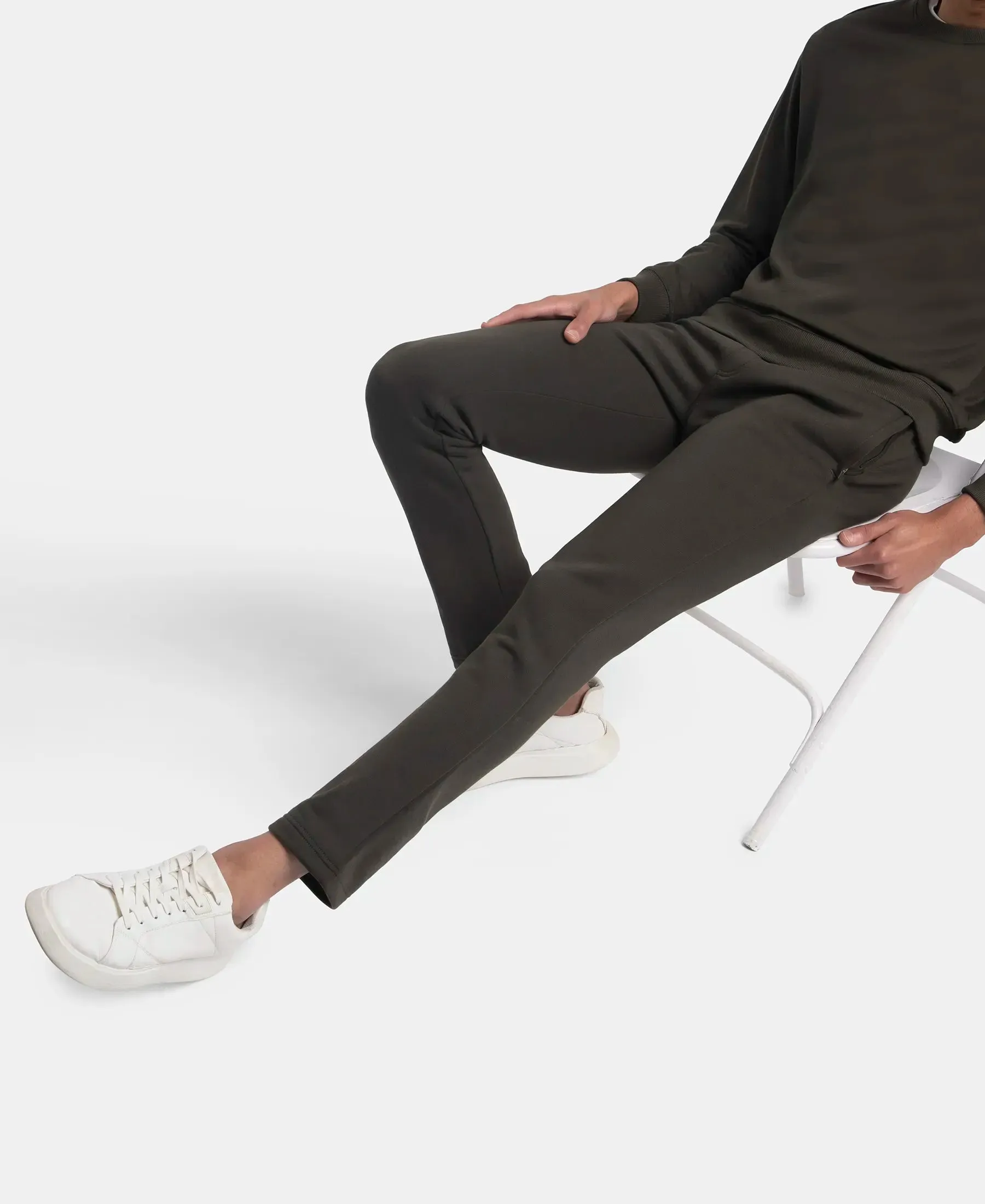 Super Combed Cotton Rich Fleece Trackpants with StayWarm Technology - Olive