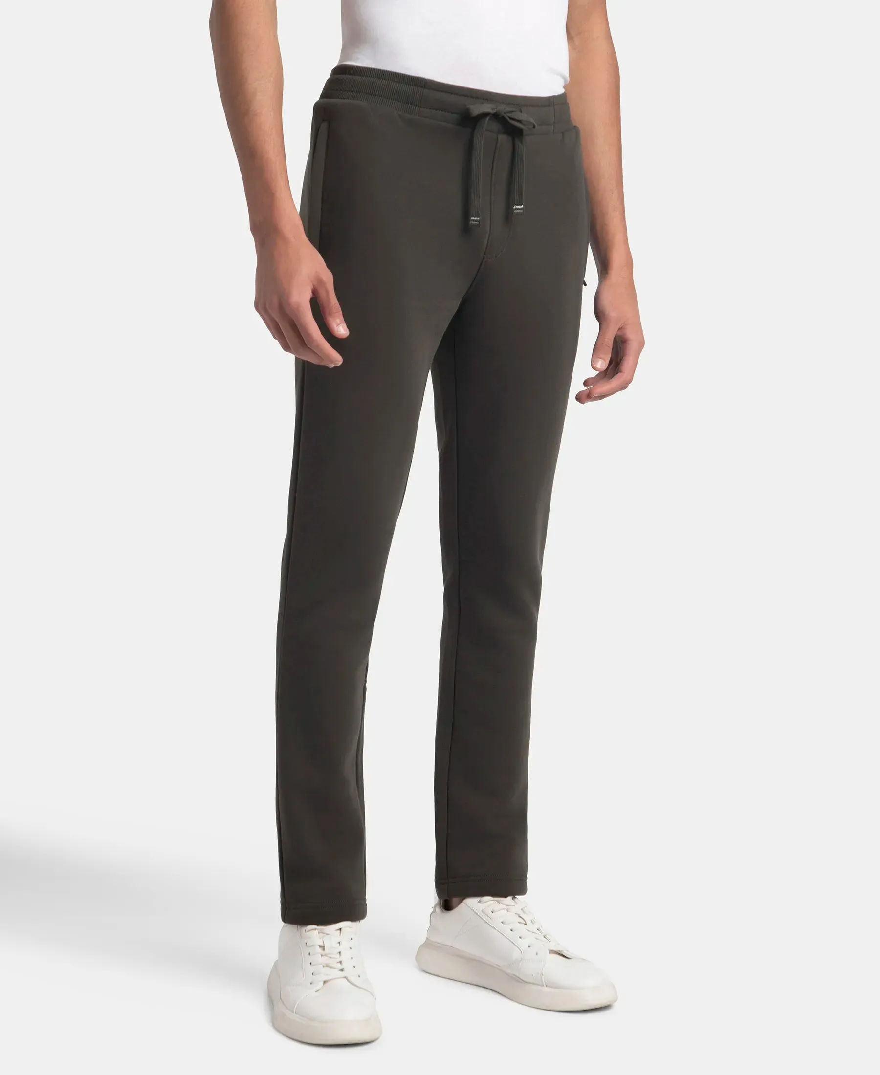 Super Combed Cotton Rich Fleece Trackpants with StayWarm Technology - Olive