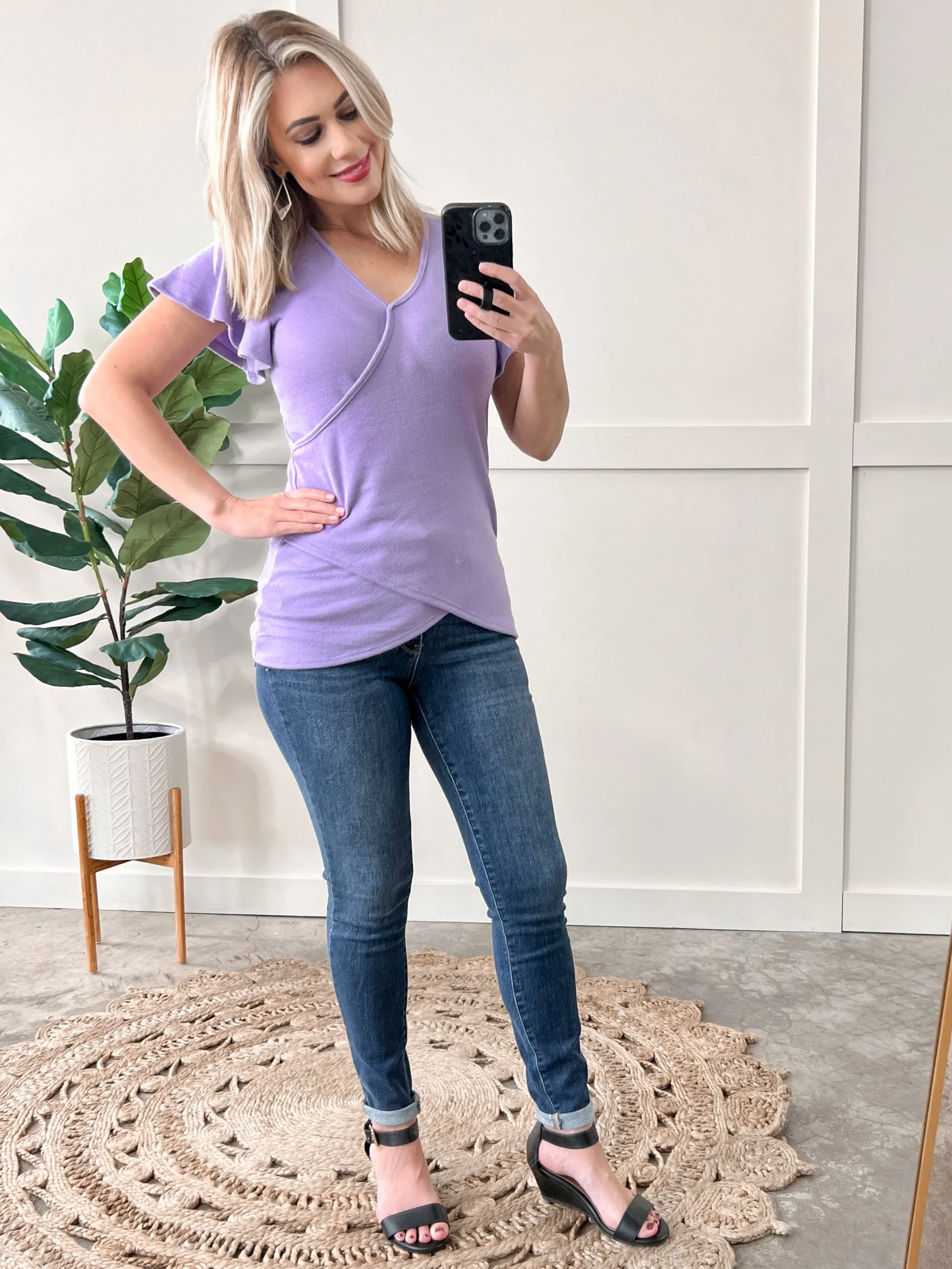 Surplice Front Top In Enchanted Lilac