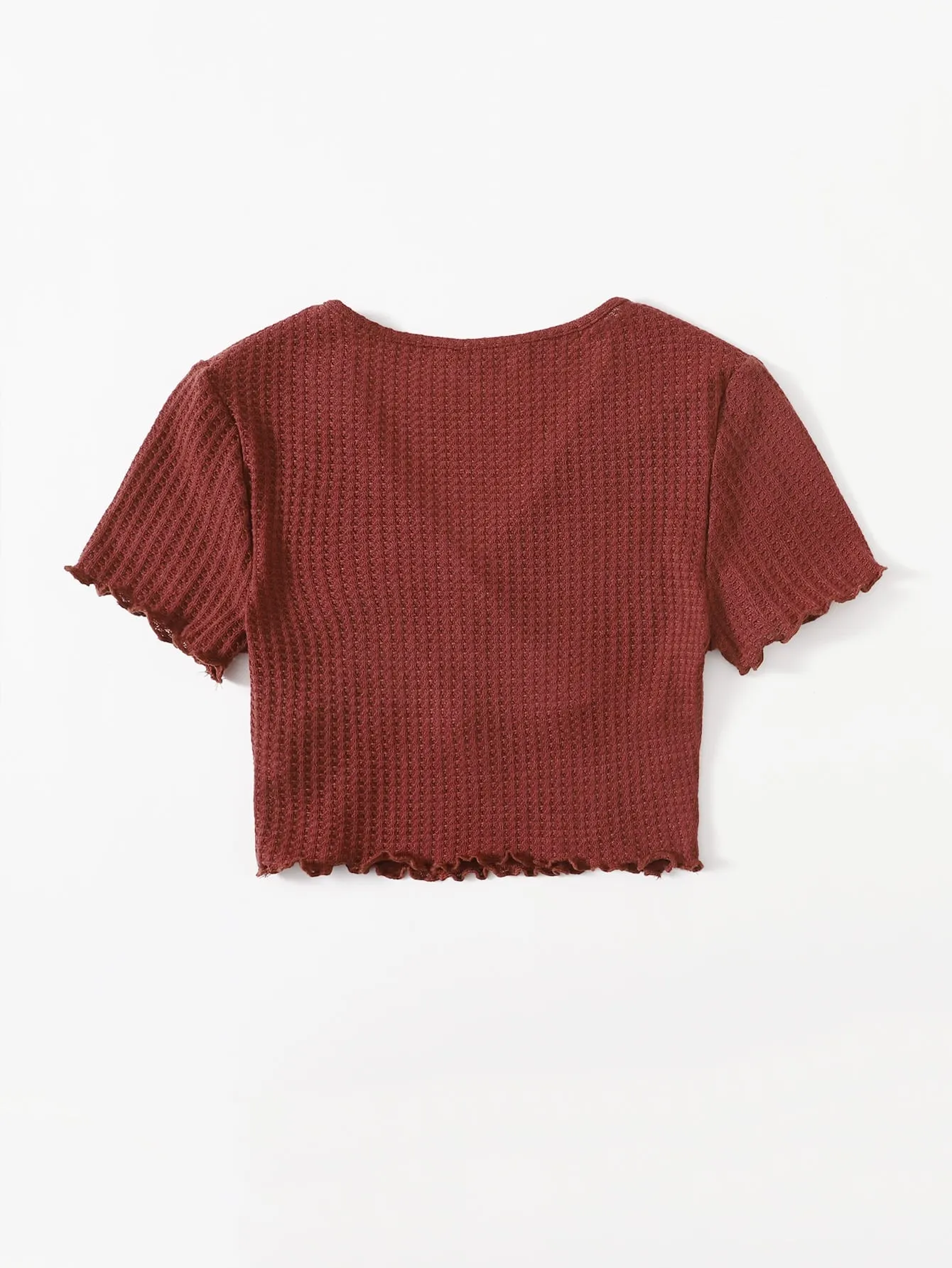Surplice Neck Lettuce Trim Tee