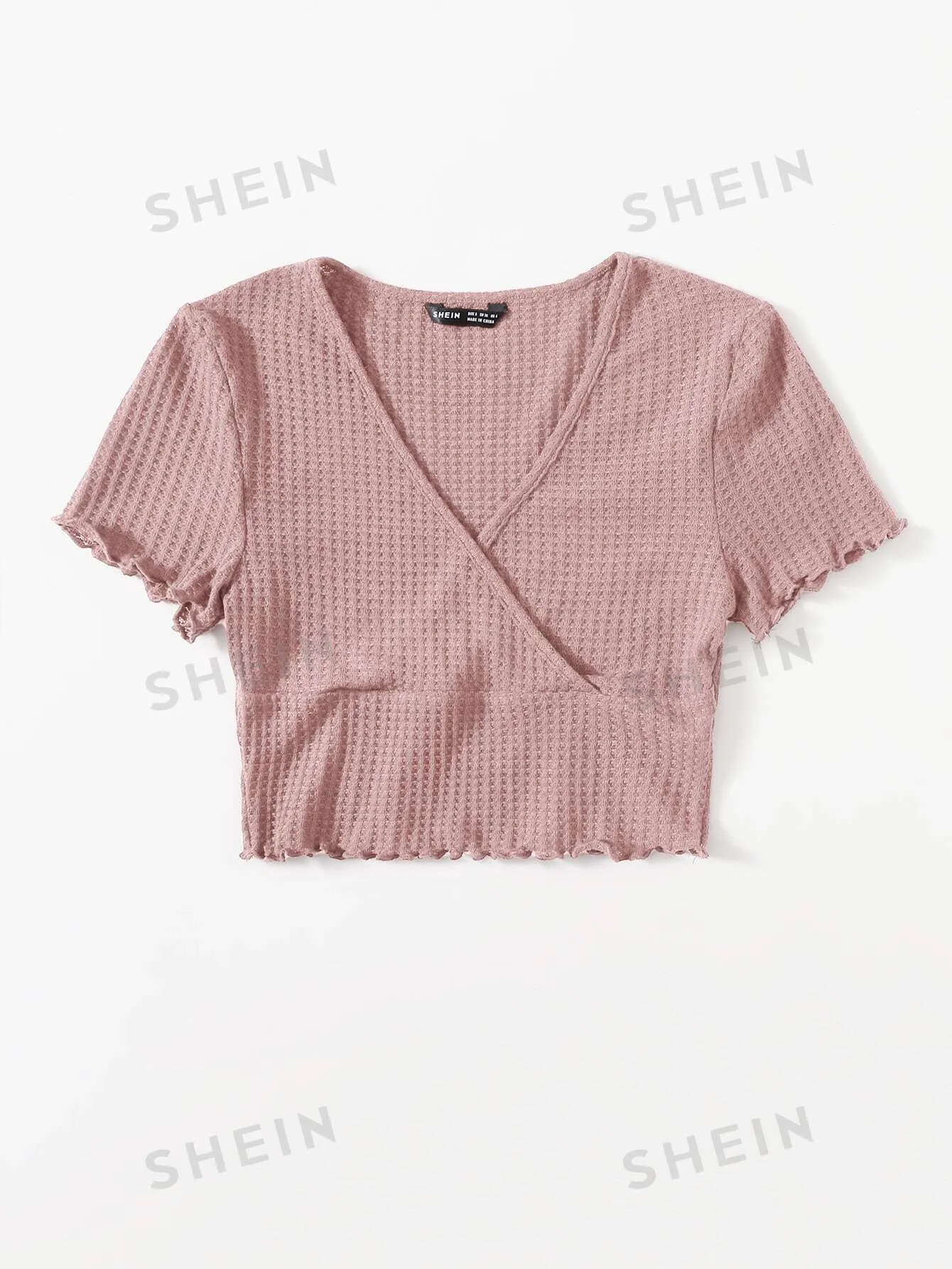 Surplice Neck Lettuce Trim Tee