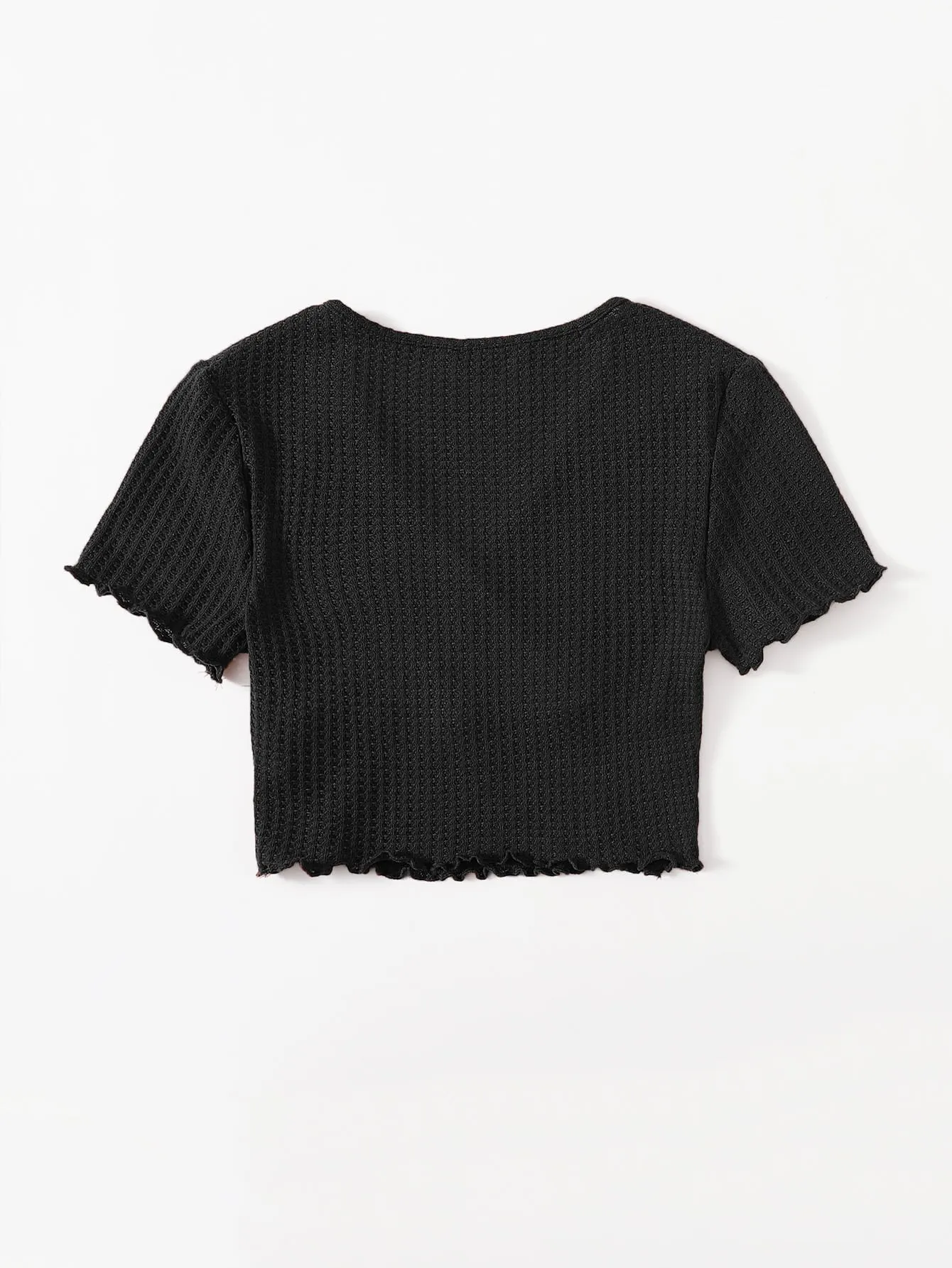 Surplice Neck Lettuce Trim Tee