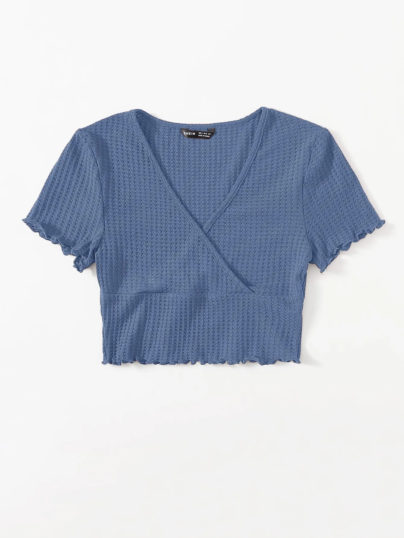 Surplice Neck Lettuce Trim Tee
